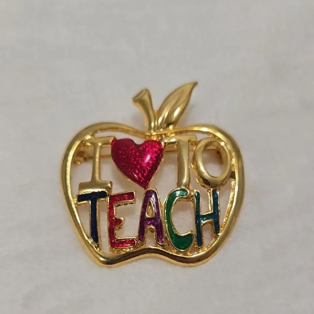 Gold Apple Teacher Brooch